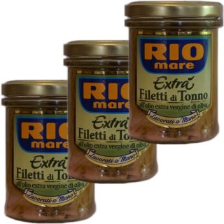 3x Rio mare "Filetti d Tonno" all olio extra vergine di oliva, 180 g