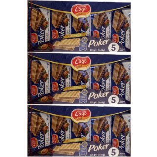 3x Gastone Lago Elledi Poker Cacao "Kakaowaffeln", 5x 45 g