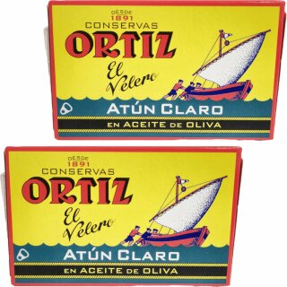2x Conservas Ortiz Atún Claro "Gelbflossen Thunfisch in Olivenöl, 112 g