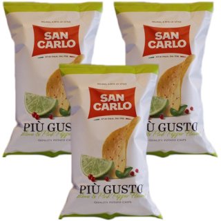 3x San Carlo Chips Piu Gusto "Limette und Rosa Pfeffer", 150 g