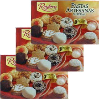 3x Reglero Pastas Artesanas Surtidas " ausgesuchte spanische Gebäckmischung", 400 g