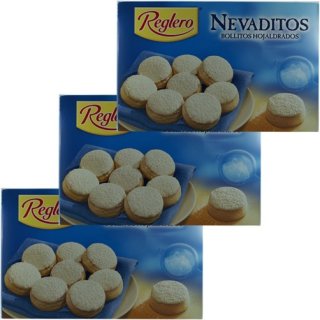 3x Reglero Nevaditos "Blätterteiggebäck mit Puderzucker", 400 g