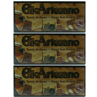 3x El Artesano Turrón de Jijona "Weicher Nougat mit Mandeln und Honig", 200g