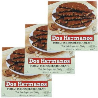 3x Dos Hermanos Tortas "Schokoladen-Mandel Nougat Rund", 200g