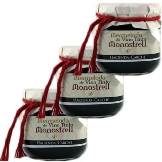 3x Hacienda Del Carche Mermelada Vino Tinto Monastrell "Rotweinmarmelade", 200 g