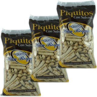 3x San Roque Piquitos "Con Salvado" mit Weizenkleie, 250 g
