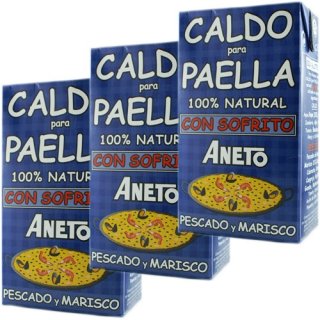 3x Aneto Caldo para Paella "Brühe für Paella mit Fisch und Meeresfrüchten", 1000 ml