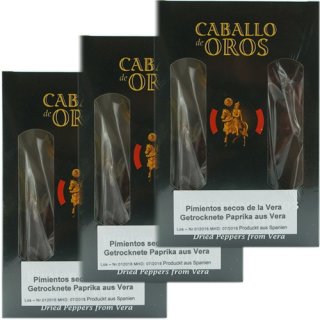 3x Caballo de Oros Pimientos secos "Paprikaschoten aus La Vera", 35 g