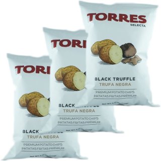3x Torres Selecta Trufa Negra Premium Kartoffelchips "mit Schwarzem Trüffel", 125g