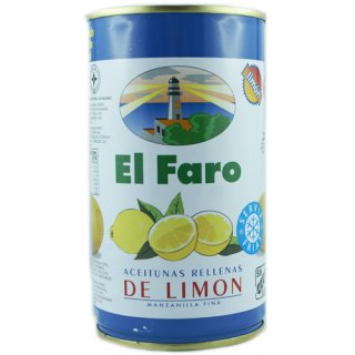 El Faro "Grüne Oliven mit Zitronenpaste" Manzanilla-Oliven in Lake, 350g