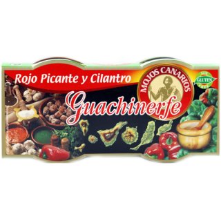 Mojos Canarios Guachinerfe Rojo Picante y Cilantro  "Scharfe Paprika + Koriandersauce", 2x 120 ml
