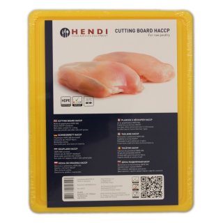 Hendi Schneidebrett aus Kunststoff, beidseitig nutzbar 26,5x32,5x1,8cm in gelb (1 Stk.)