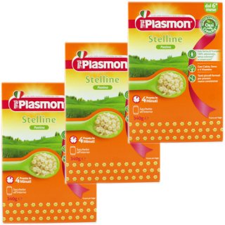 3x Plasmon Babynudeln Pastina "Stelline" ab 6 Monate, 340 g
