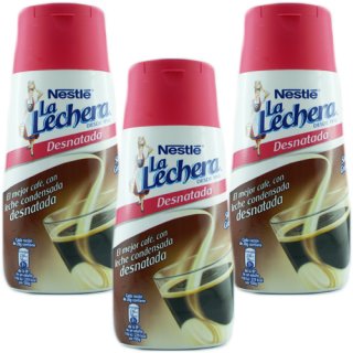 3x Nestle Leche Condensada Desnatada "La Lechera" gezuckerte Kondensmilch entrahmt, 450 g