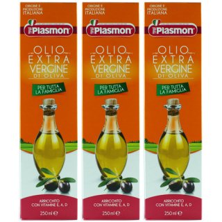 3x Plasmon Olio Extra Vergine di Oliva "Olivenöl Extra vergine" mit Vitaminen, 250 ml