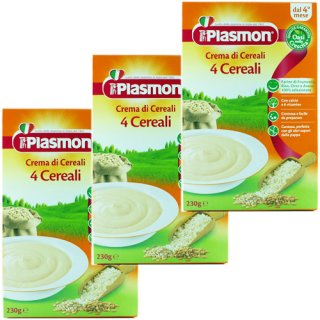 3x Plasmon Crema di Cereali "Creme mit 4 Getreidesorten", 230 g