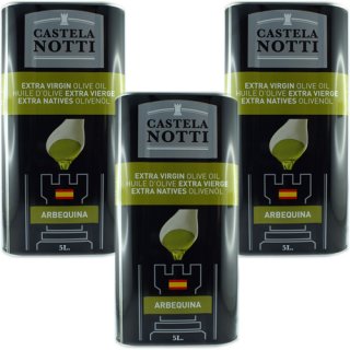 3x Castela Notti Aceite de Oliva Virgen Extra "Extra Natives Olivenöl" Arbequina, 5 Liter