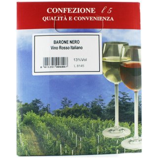 Parolvini "Barone Nero Vino Rosso Italiano", Rotwein Bag in Box BiB, 5 Liter