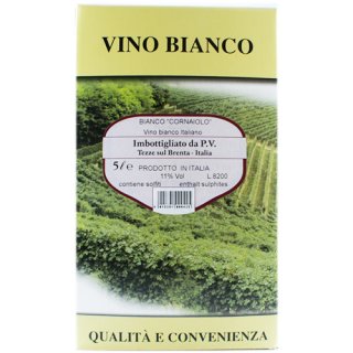 Parolvini "Bianco Cornaiolo Vino bianco Italiano", Weißwein Bag in Box BiB, 5 Liter