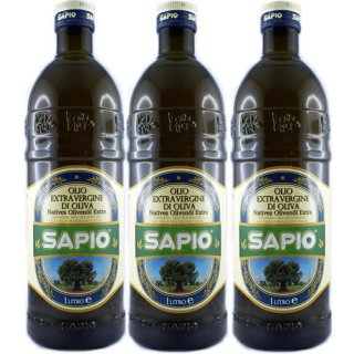 3x Sapio Olio Extra Vergine di Oliva "Olivenöl Extra Vergine", 1000 ml