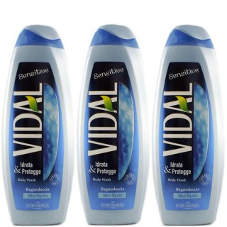 3x Vidal Sensitive Idrata & Protegge Talco liquido "Badeschaum mit flüssigem Talkum", 500 ml