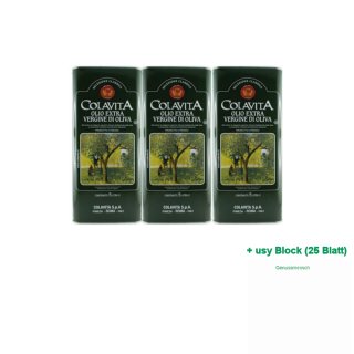 Colavita Olivenöl Extra Vergine "Extra natives Olivenöl" Selezione Classica Officepack (3x5l Kanister) + usy Block