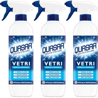 3x Quasar Pulito Stellare Vetri Formula Originale "Glasreiniger", 650ml