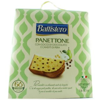 Battistero Panettone Con Cioccolato E Canditi Di Pera "Panettone gefüllt mit Schokolade und Birne", 750 g