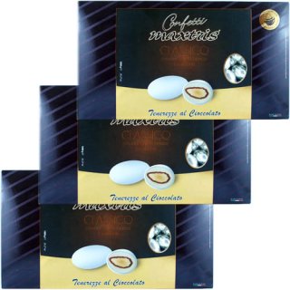 3x Confetti Maxtris Classico con Cioccolato bianco e fondente "Hochzeitsmandeln für Silberhochzeit" Silber , 1 kg