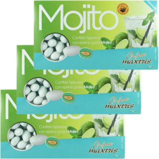 3x Confetti Maxtris Mojito "Confetti Mandeln mit weißer Schokolade + Mojitogeschmack" Aperitiv Confetti, 1 KG