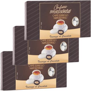 3x Confetti Maxtris Caffé Espresso Napoletano "Confetti mit Espresso und Schokolade" weiß, 1 KG