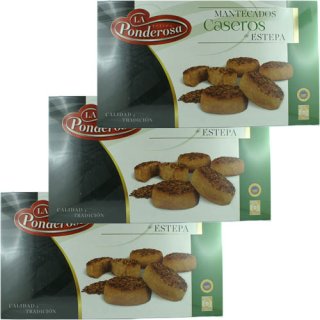 3x La Ponderosa Mantecados Caseros De Estapa "Spanisches Weihnachtsgebäck" Schmalzgebäck aus Spanien, 700 g