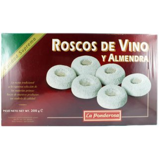 La Ponderosa Roscos de Vino y Almendra  "Spanisches Weihnachtsgebäck" Schmalzgebäck mit Wein aus Spanien, 200 g