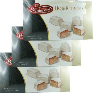 3x La Ponderosa Hojaldradas "Spanisches Weihnachtsgebäck" Blätterteiggebäck aus Spanien, 400 g