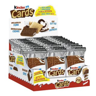 Kinder Cards Waffel Keks gefüllt mit Milch und Kakao Kioskbox (30x25g)