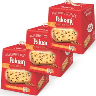 3x Paluani Panettone Soffice Zero Canditi "Panettone Classico" nur mit Rosinen klassischer Panettone, 1000 g