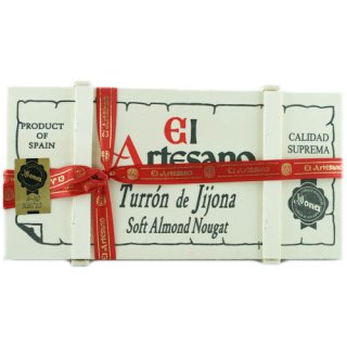El Artesano Turrón de Jijona "Weicher Nougat mit Mandeln und Honig" in Holzbox, 200g