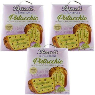 3x Bauli Il Panettone Pistacchio "Panettone mit Pistaziencreme und Schokolade", 750 g
