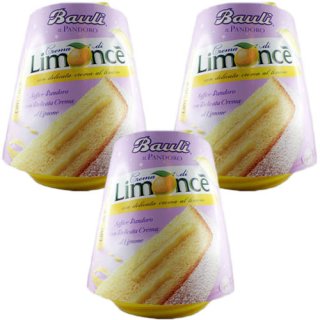 3x Bauli Pandoro Crema di Limonce "Pandoro Hefekuchen mit Zitronencremefüllung", 750 g