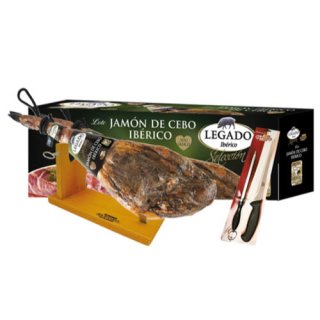 ElPozo Jamón De Cebo Ibérico "Luftgetrockneter IBERICO SCHINKEN IN GESCHENKKARTON" mit Ständer und Messer, 7 KG