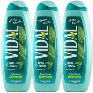 3x Vidal Sensitive Bagno Tonificante Muschio Bianco "Badeschaum weißer Moschus", 500 ml