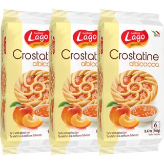 3x Gastone Lago Crostatine albicocca "italienische Törtchen mit Aprikosenmarmelade", 240 g