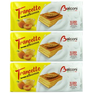 3x Balconi Trancetto albicocca "Bisquitkuchen mit Aprikosencremefüllung", 280 g
