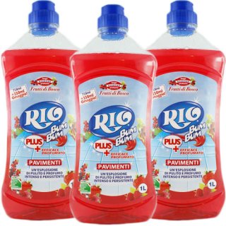 3x Kemeco Rio Bum Bum Pavimenti Frutti di Bosco "Bodenreiniger Waldbeere", 1000 ml