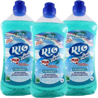 3x Kemeco Rio Bum Bum Pavimenti Brezza Marina "Bodenreiniger Meeresbrise", 1000 ml