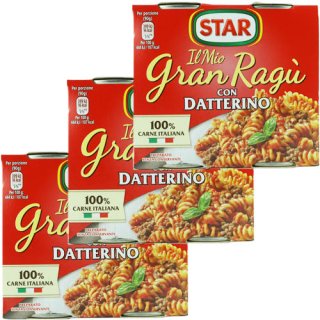3x Star Il mio Gran ragù "Con Datterino" mit Datteltomaten, 2 x 180g