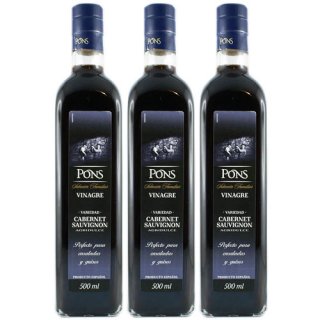 3x Pons Selecció Familiar Vinagre "Cabernet Sauvignon Essig" Agridulce, 500 ml