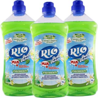 3x Kemeco Rio Bum Bum Pavimenti "Bodenreiniger Zitronen- Orangenblüte aus Sizilien", 1000 ml
