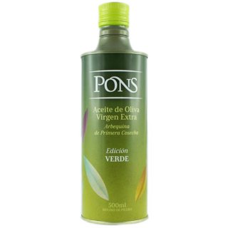 Pons Olivenöl Extra Vergine Arbequina de Primera Cosecha "Frühe Ernte" grünes Olivenöl, 500 ml