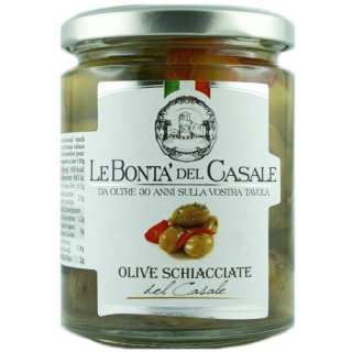 Le Bonta del Casale Olive Schiacciate "Grüne Schiacciate Oliven", 280 g